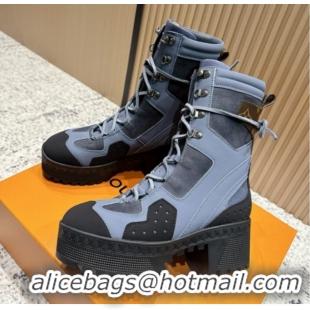 Best Product Louis Vuitton Laureate Platform Desert Ankle Boots in Calfskin 7cm LV111907 Grey/Black