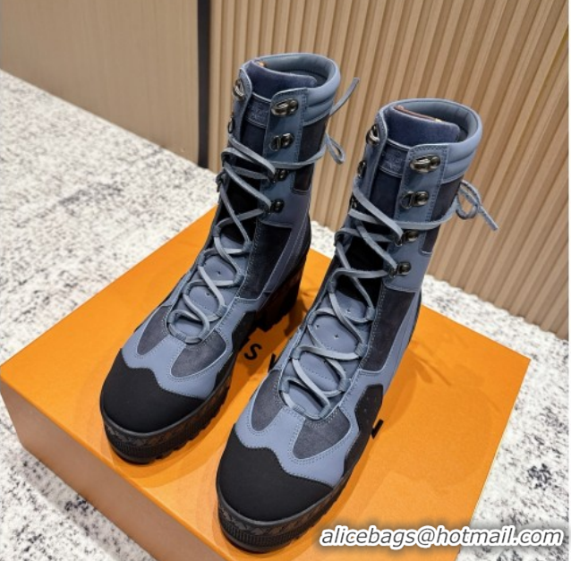 Best Product Louis Vuitton Laureate Platform Desert Ankle Boots in Calfskin 7cm LV111907 Grey/Black