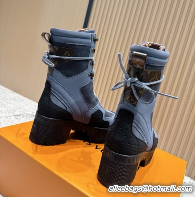 Best Product Louis Vuitton Laureate Platform Desert Ankle Boots in Calfskin 7cm LV111907 Grey/Black