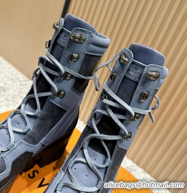 Best Product Louis Vuitton Laureate Platform Desert Ankle Boots in Calfskin 7cm LV111907 Grey/Black