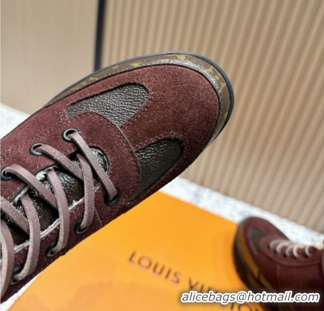 Purchase Louis Vuitton Laureate Platform Desert Wool Ankle Boots in Suede & Monogram 7cm LV111910 Brown