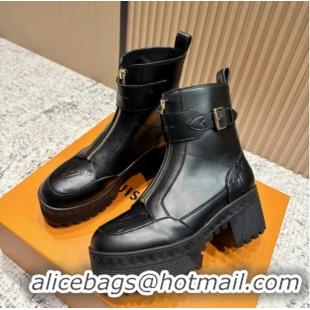 Pretty Style Louis Vuitton Laureate Platform Desert Ankle Boots in Calfskin 7cm LV111915 Black