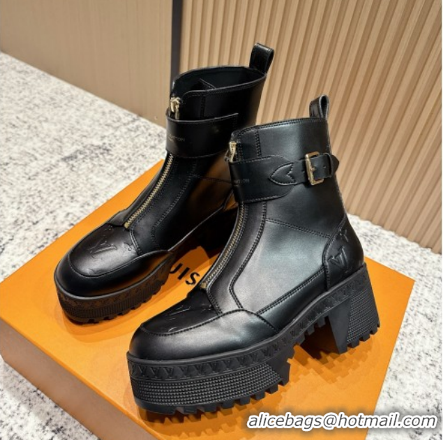 Pretty Style Louis Vuitton Laureate Platform Desert Ankle Boots in Calfskin 7cm LV111915 Black