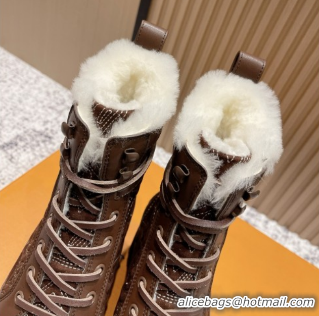 Best Grade Louis Vuitton Laureate Platform Desert Ankle Boots in Monogram Calfskin & Suede 7cm LV111916 Brown