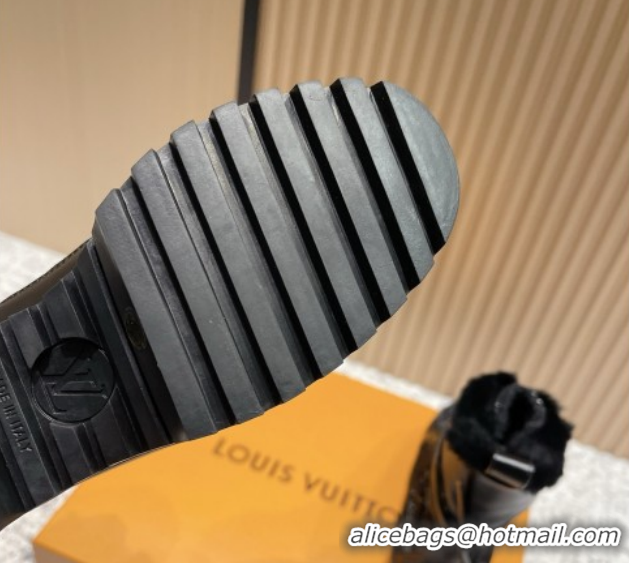 1:1 aaaaa Louis Vuitton Laureate Platform Desert Ankle Boots in Monogram Calfskin & Suede 7cm LV111918 Black