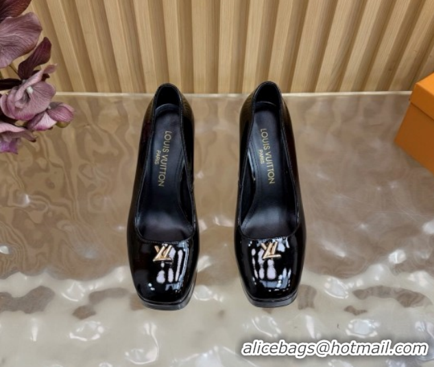 Grade Quality Louis Vuitton Swing Platform Pumps 11cm in Patent Leather Black/Gold 1AIDF8 1219050
