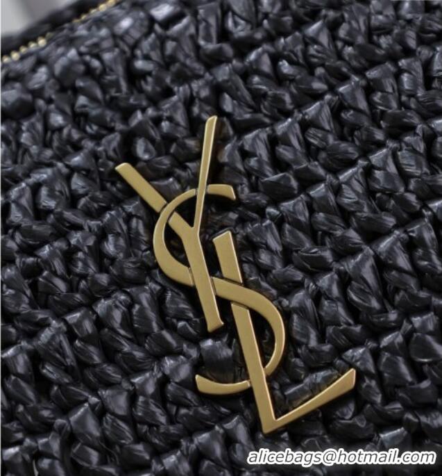 Promotional Saint Laurent Sade Mini Tube Bag in Raffia Straw 699704 Black 2025