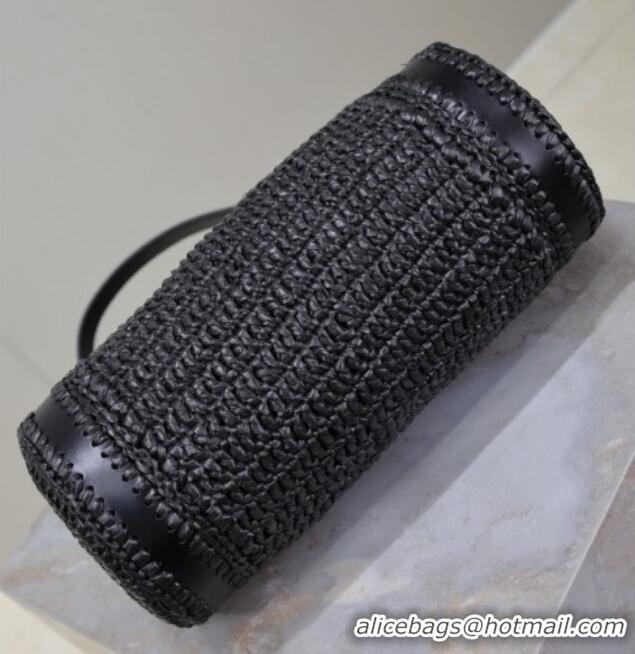 Promotional Saint Laurent Sade Mini Tube Bag in Raffia Straw 699704 Black 2025