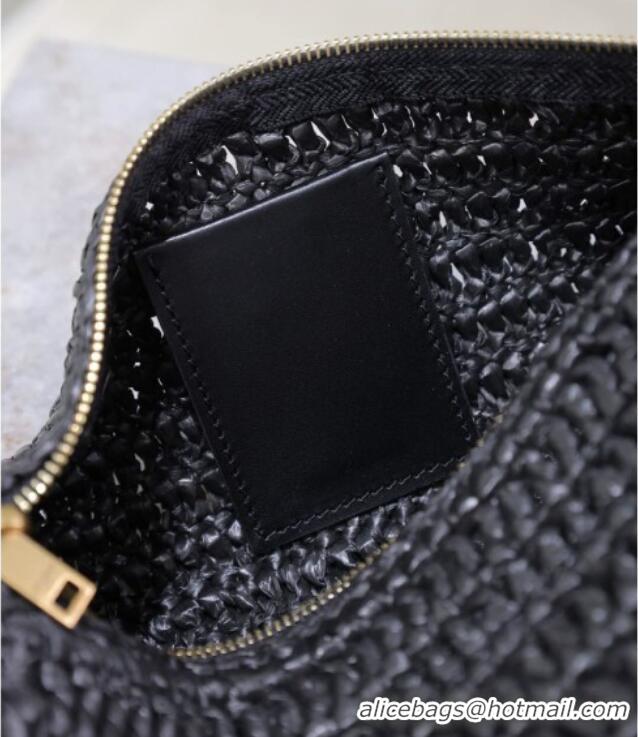 Promotional Saint Laurent Sade Mini Tube Bag in Raffia Straw 699704 Black 2025