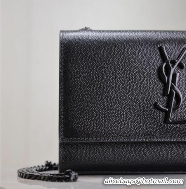 Top Quality Saint Laurent Kate Small Chain Bag in Grained Leather 469390 All Black 2025