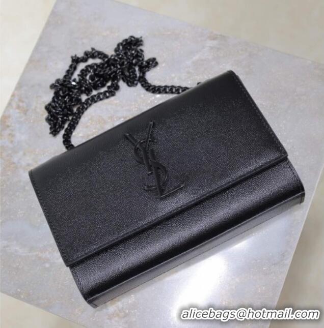 Top Quality Saint Laurent Kate Small Chain Bag in Grained Leather 469390 All Black 2025