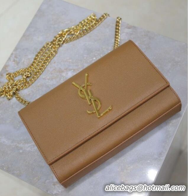 Unique Grade Saint Laurent Kate Small Chain Bag in Grained Leather 469390 Brown 2025