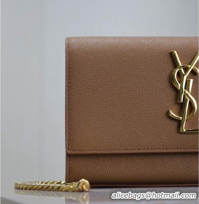 Unique Grade Saint Laurent Kate Small Chain Bag in Grained Leather 469390 Brown 2025
