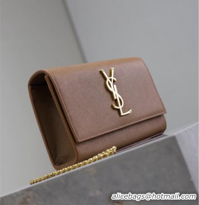 Unique Grade Saint Laurent Kate Small Chain Bag in Grained Leather 469390 Brown 2025