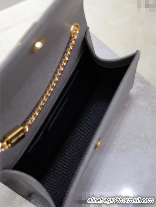 Good Looking Saint Laurent Kate Small Chain Bag in Grained Leather 469390 Grey 2025