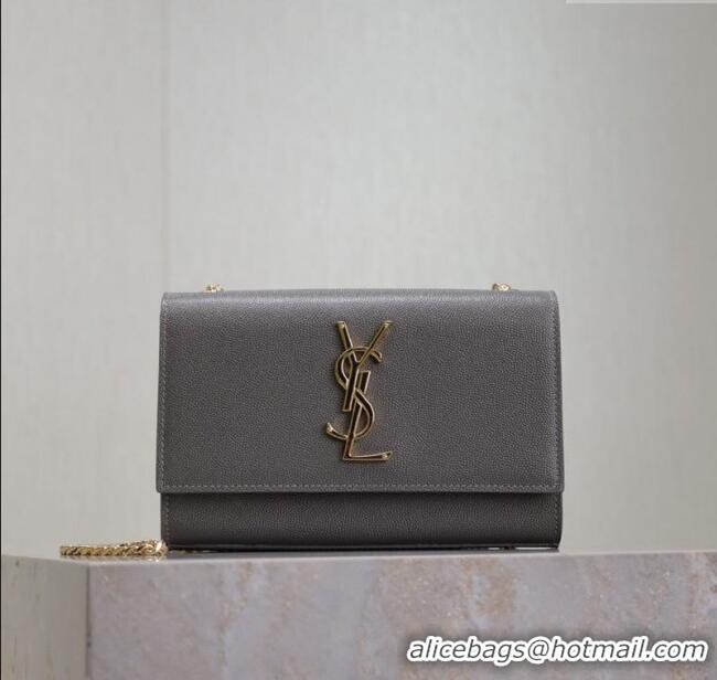 Good Looking Saint Laurent Kate Small Chain Bag in Grained Leather 469390 Grey 2025