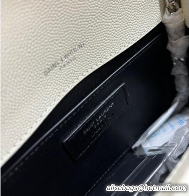 Low Cost Saint Laurent Kate Small Chain Bag in Grained Leather 469390 White/Silver 2025