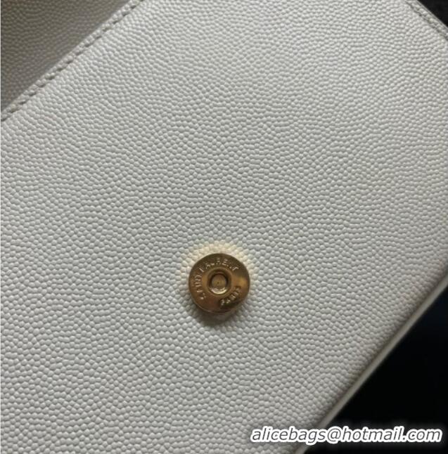 Luxury Discount Saint Laurent Kate Small Chain Bag in Grained Leather 469390 White/Gold 2025