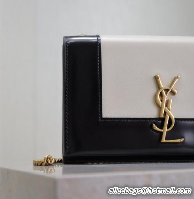 Promotional Saint Laurent Kate Small Chain Bag in Leather 469390 White/Black 2025