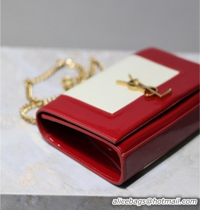 Top Grade Saint Laurent Kate Small Chain Bag in Leather 469390 Red/White 2025