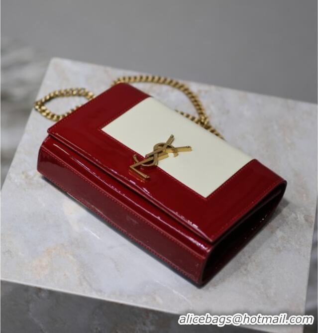 Top Grade Saint Laurent Kate Small Chain Bag in Leather 469390 Red/White 2025