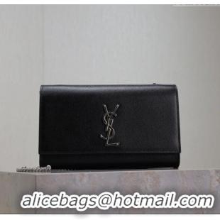 Unique Grade Saint Laurent Kate Medium Chain Bag in Grained Leather 364021 Black/Silver 2025