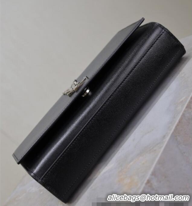 Unique Grade Saint Laurent Kate Medium Chain Bag in Grained Leather 364021 Black/Silver 2025