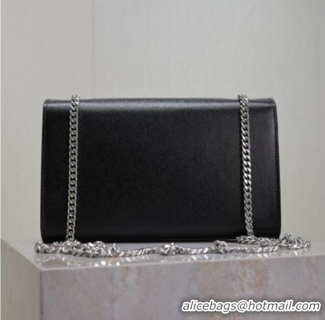 Unique Grade Saint Laurent Kate Medium Chain Bag in Grained Leather 364021 Black/Silver 2025