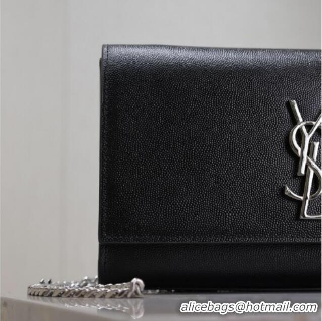Unique Grade Saint Laurent Kate Medium Chain Bag in Grained Leather 364021 Black/Silver 2025