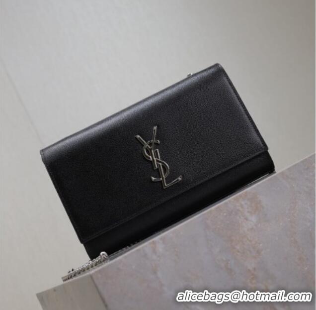 Unique Grade Saint Laurent Kate Medium Chain Bag in Grained Leather 364021 Black/Silver 2025