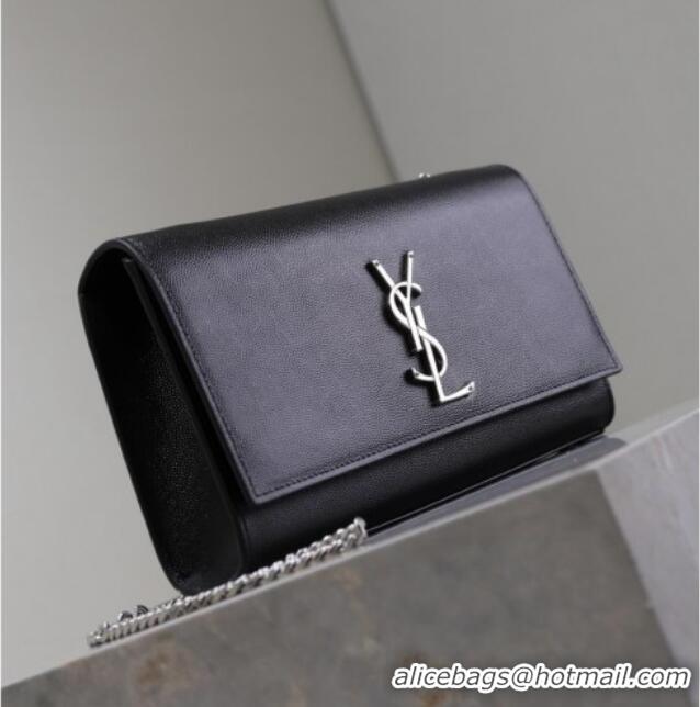 Unique Grade Saint Laurent Kate Medium Chain Bag in Grained Leather 364021 Black/Silver 2025