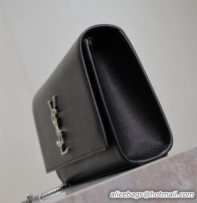 Unique Grade Saint Laurent Kate Medium Chain Bag in Grained Leather 364021 Black/Silver 2025
