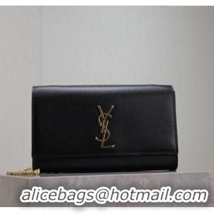 Good Quality Saint Laurent Kate Medium Chain Bag in Grained Leather 364021 Black/Gold 2025