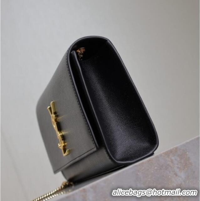 Good Quality Saint Laurent Kate Medium Chain Bag in Grained Leather 364021 Black/Gold 2025