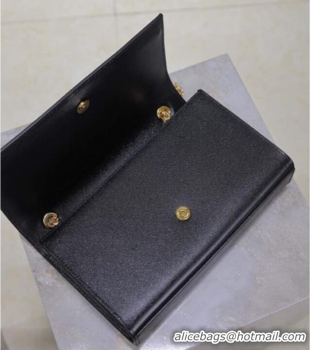Good Quality Saint Laurent Kate Medium Chain Bag in Grained Leather 364021 Black/Gold 2025