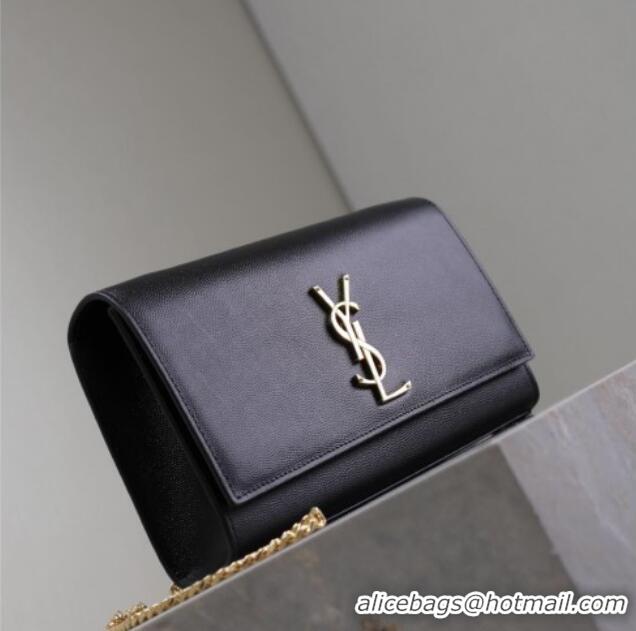 Good Quality Saint Laurent Kate Medium Chain Bag in Grained Leather 364021 Black/Gold 2025