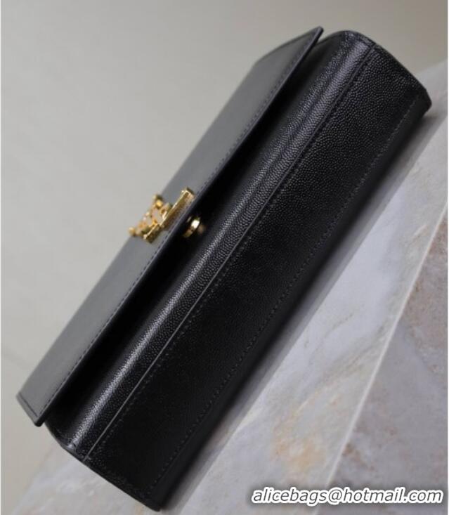 Good Quality Saint Laurent Kate Medium Chain Bag in Grained Leather 364021 Black/Gold 2025