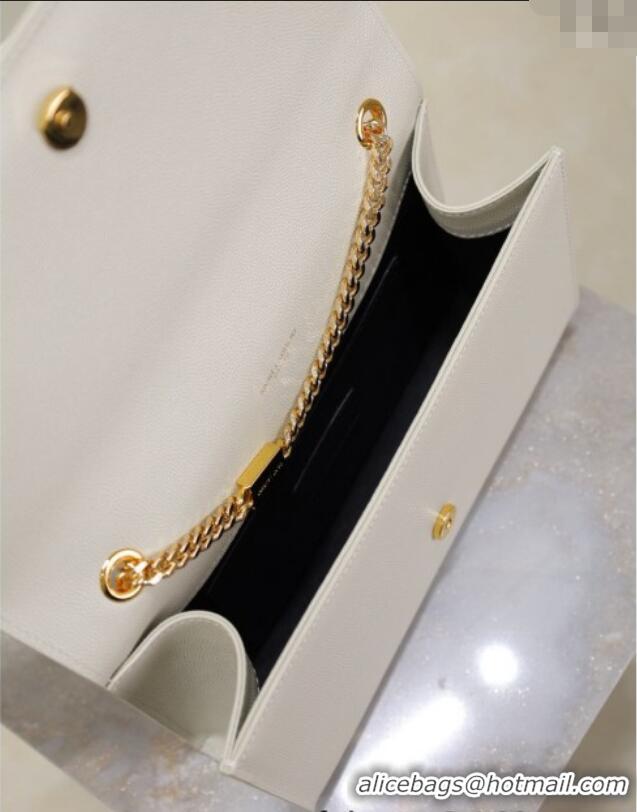 Famous Brand Saint Laurent Kate Medium Chain Bag in Grained Leather 364021 White 2025