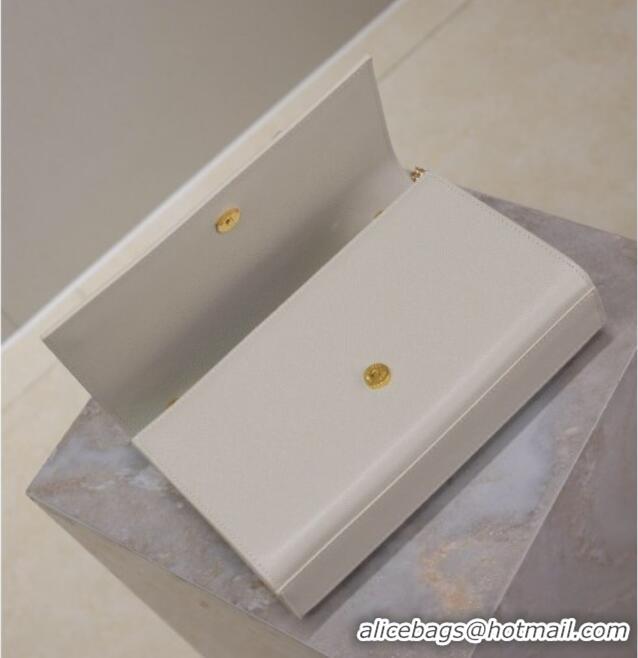 Famous Brand Saint Laurent Kate Medium Chain Bag in Grained Leather 364021 White 2025