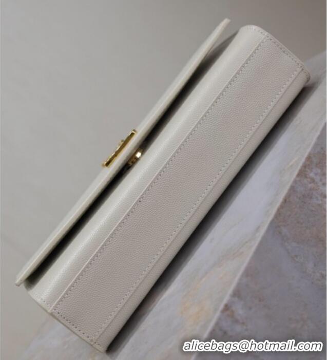 Famous Brand Saint Laurent Kate Medium Chain Bag in Grained Leather 364021 White 2025