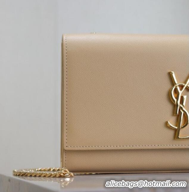 Big Discount Saint Laurent Kate Medium Chain Bag in Grained Leather 364021 Apricot 2025