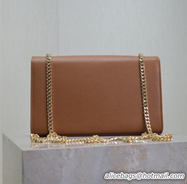 Best Quality Saint Laurent Kate Medium Chain Bag in Grained Leather 364021 Brown 2025