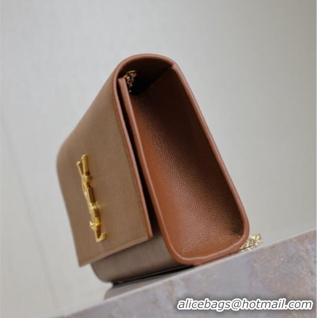Best Quality Saint Laurent Kate Medium Chain Bag in Grained Leather 364021 Brown 2025