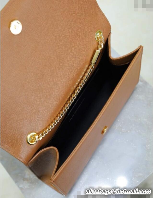 Best Quality Saint Laurent Kate Medium Chain Bag in Grained Leather 364021 Brown 2025