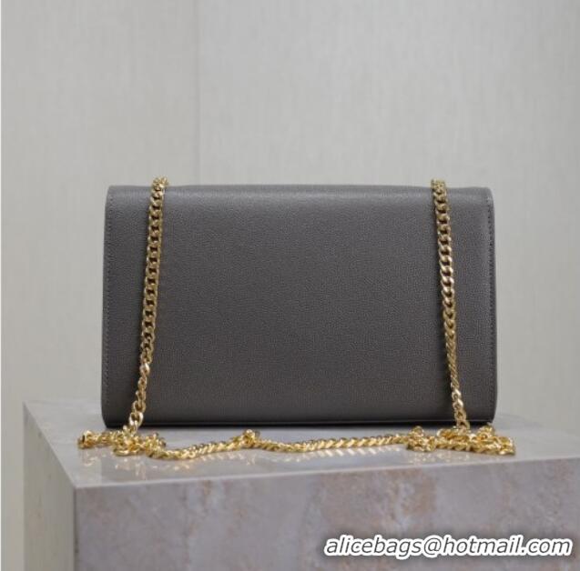 Cheap Saint Laurent Kate Medium Chain Bag in Grained Leather 364021 Grey 2025
