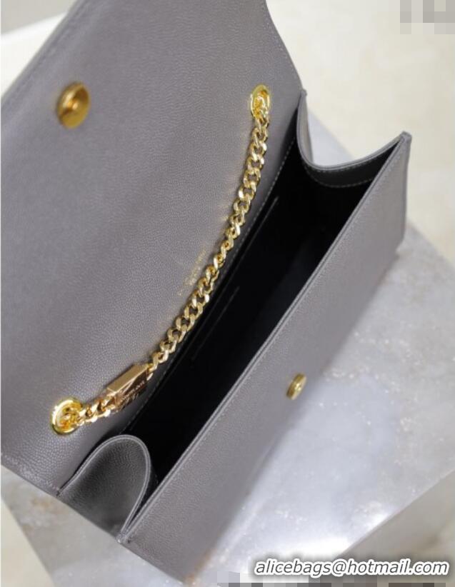 Cheap Saint Laurent Kate Medium Chain Bag in Grained Leather 364021 Grey 2025
