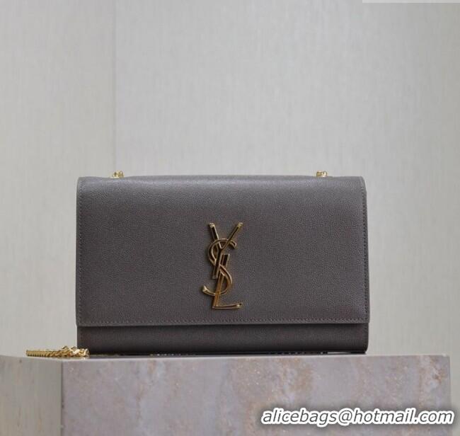 Cheap Saint Laurent Kate Medium Chain Bag in Grained Leather 364021 Grey 2025