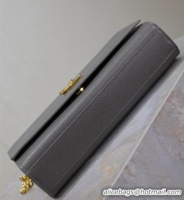 Cheap Saint Laurent Kate Medium Chain Bag in Grained Leather 364021 Grey 2025