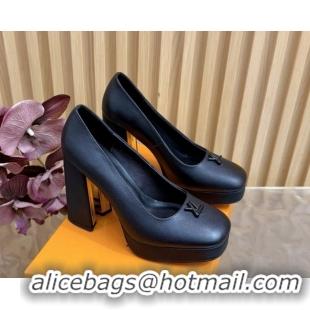 Best Price Louis Vuitton Swing Platform Pumps 11cm in Calf Leather All Black 1AIDF8 1219052