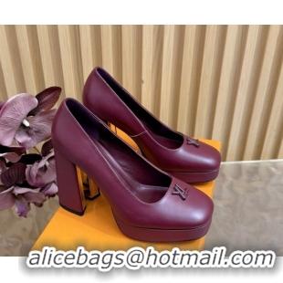 Unique Style Louis Vuitton Swing Platform Pumps 11cm in Calf Leather Burgundy 1AIDF8 1219053